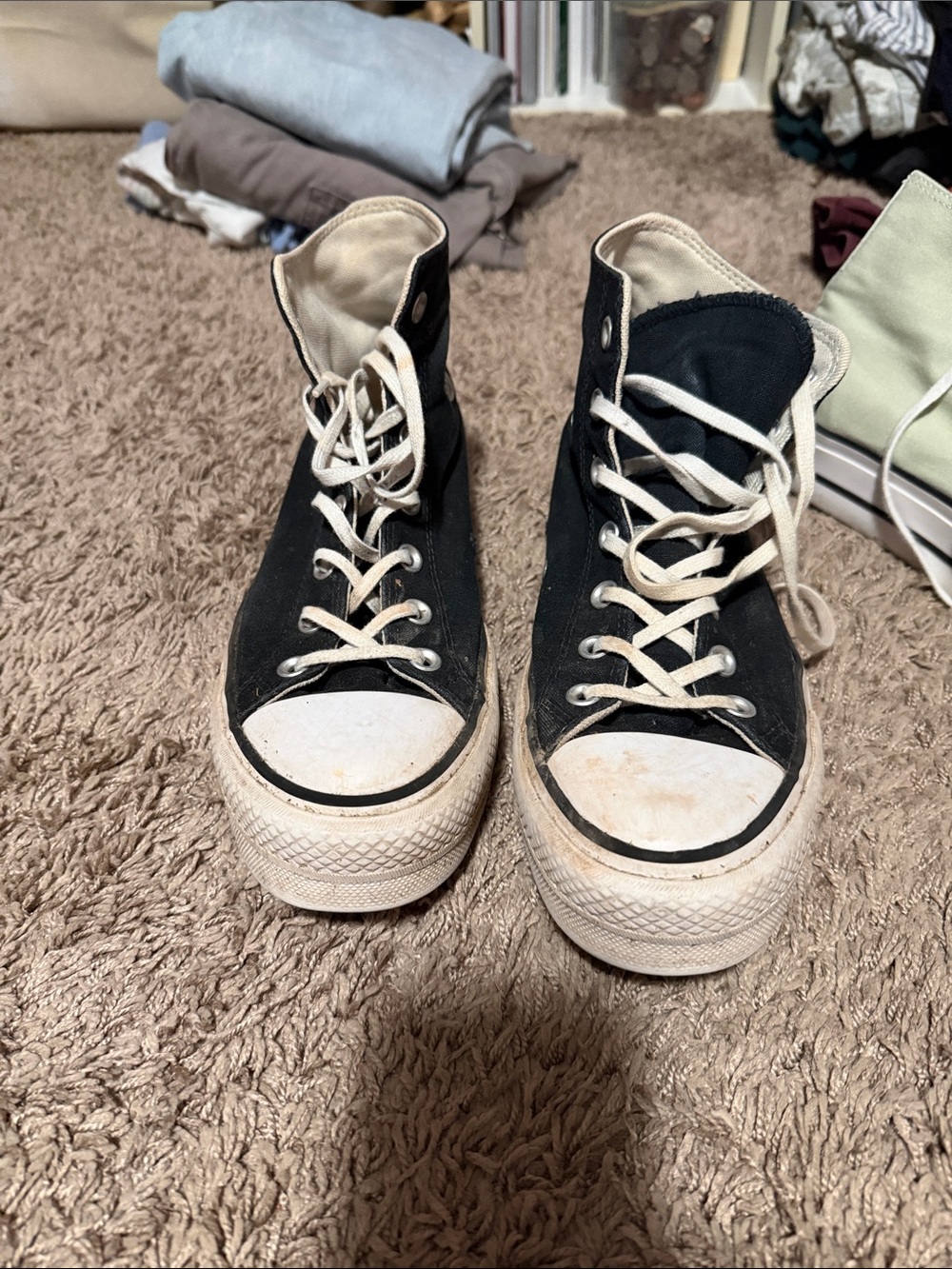 Womenâs High-Top Canvas Sneakers in Black and White